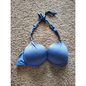 Victoria's Secret Hottie Halter Push Up Bikini Top Women's 36C Blue